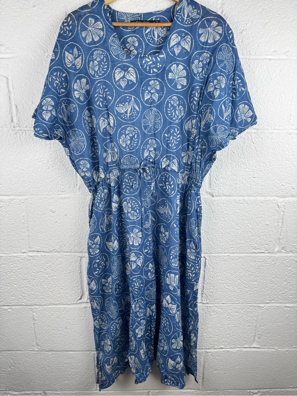 Gudrun Sjödén Blue Organic Cotton Floral Dress Size M